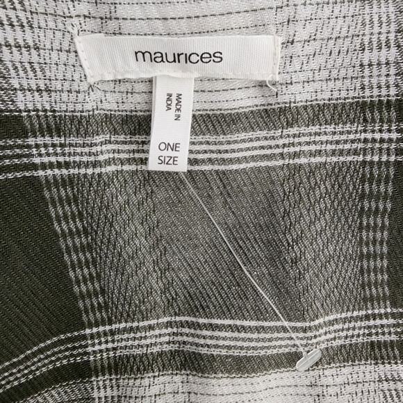 Maurices Womens Duster Cardigan Plaid Open Fringe Sleeveless Long Vest One Size - Picture 7 of 10